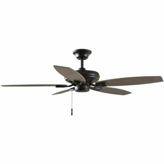 Hampton Bay 51718 North Pond 52 in. Indoor/Outdoor Matte Black Ceiling Fan with Downrod and Reversible Motor; Light Kit Adaptable