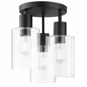Hampton Bay 60676 Sutton Place 14 in. 3-Light Matte Black Flush Mount, Farmhouse Ceiling Light
