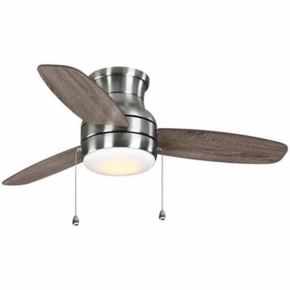 Home Decorators Collection 59244 Ashby Park 44 in. White Color Changing Integrated LED Brushed Nickel Ceiling Fan with Light Kit and 3 Reversible Blades