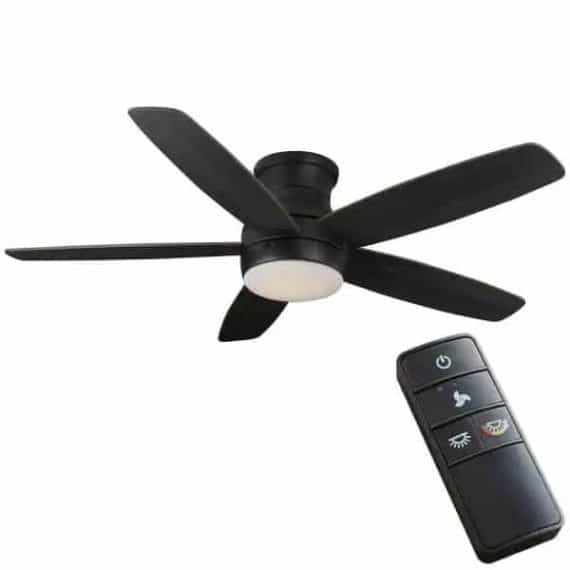 Home Decorators Collection 59259 Ashby Park 52 in. White Color Changing Integrated LED Matte Black Indoor Ceiling Fan with Light Kit and Remote Control