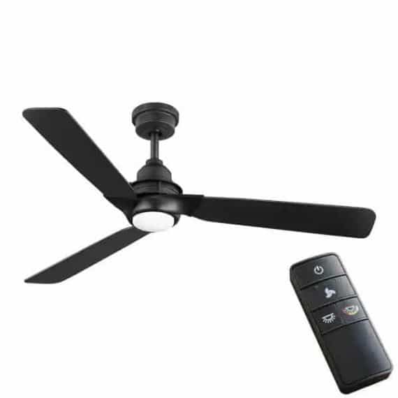 Home Decorators Collection 52154 Ester 54 in. White Color Changing Integrated LED Indoor/Outdoor Black Ceiling Fan with Light Kit and Remote Control