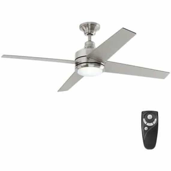 Home Decorators Collection 54725 Mercer 52 in. LED Indoor Brushed Nickel Ceiling Fan with Light Kit and Remote Control