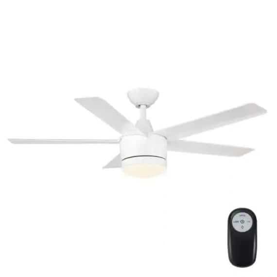 Home Decorators Collection SW1422/48in/WH Merwry 48 in. Integrated LED Indoor White Ceiling Fan with Light Kit and Remote Control