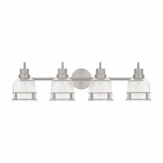 Home Decorators Collection 25014 Willow Springs 31.25 in. 4-Light Brushed Nickel Bathroom Vanity Light with Clear Glass Shade