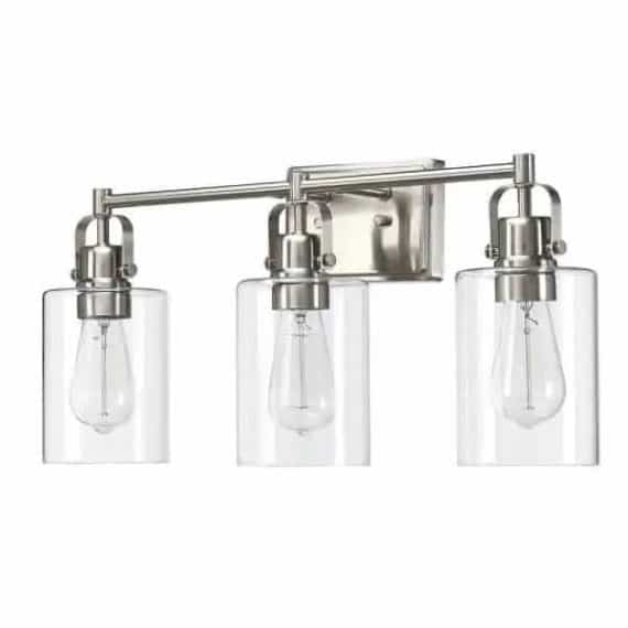 Hukoro F41823-BN Romance 23.64 in. 3-Light Vanity Light with Brushed Nickel Finish and Clear Glass Shade