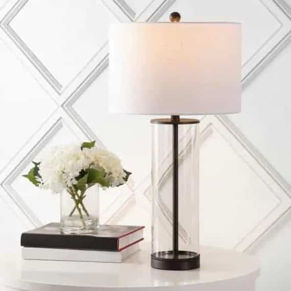 JONATHAN Y JYL2005B Collins 29 in. Oil Rubbed Bronze Glass LED Table Lamp