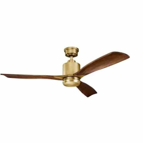 KICHLER 300027NBR Ridley II 52 in. Integrated LED Indoor Natural Brass Downrod Mount Ceiling Fan with Light Kit and Wall Control