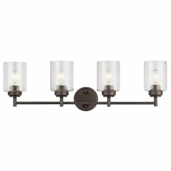 KICHLER 45887OZ Winslow 4.75 in. 4-Light Olde Bronze Bathroom Vanity Light with Seeded Glass Shade
