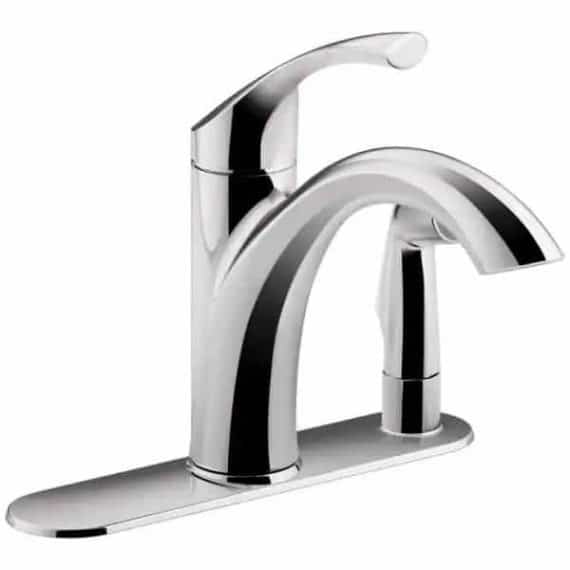 KOHLER K-R72509-CP Mistos Standard Single-Handle Pull-Out Sprayer Kitchen Faucet in Polished Chrome With Side Sprayer