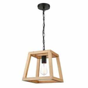 Light Society LS-C429-NT Bristol 1-Light Natural Pendant with Wood Shade