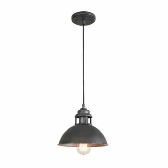 LNC A03272 1-Light Dark Pewter Mini Pendant with Modern Industrial Dome Shade LED Compatible Barn Ceiling Pendant Light