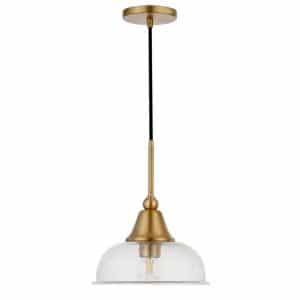 Meyer&Cross Magnolia 1-Light Brass Single Pendant with Seeded Glass Shade