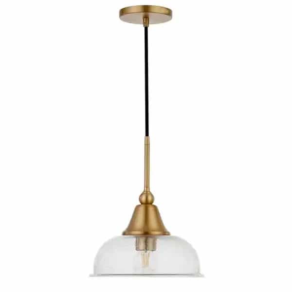 Meyer&Cross Magnolia 1-Light Brass Single Pendant with Seeded Glass Shade