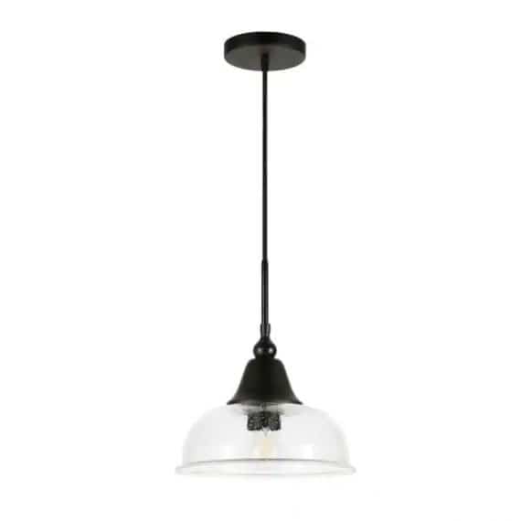 Meyer&Cross PD0328 1-Light Blackened Bronze Seeded Glass Pendant