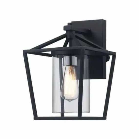 Monteaux Lighting RS20180927-2 Monteaux 1-Light Black Outdoor Wall Lantern Sconce Light with Clear Glass