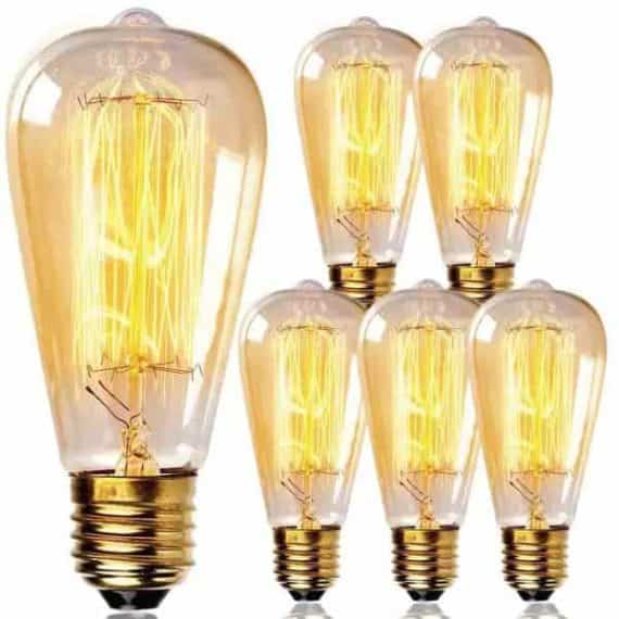 Newhouse Lighting ST64INC-6 60-Watt Equivalent ST64 Edison Bulbs, Incandescent Dimmable Vintage Light Bulb E26 Standard Base, Warm White (6-Bulbs)