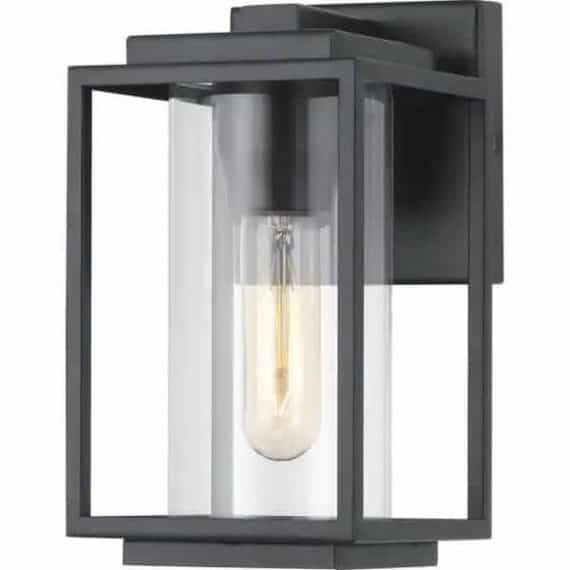 Progress Lighting P560220-031Macstreet 9 In. 1-Light Matte Black Modern Outdoor Wall Lantern with Clear Glass