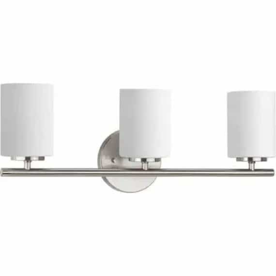 Progress Lighting P2159-09 Replay Collection 22 in. 3-Light Brushed Nickel Etched White Glass Modern Bathroom Vanity Light