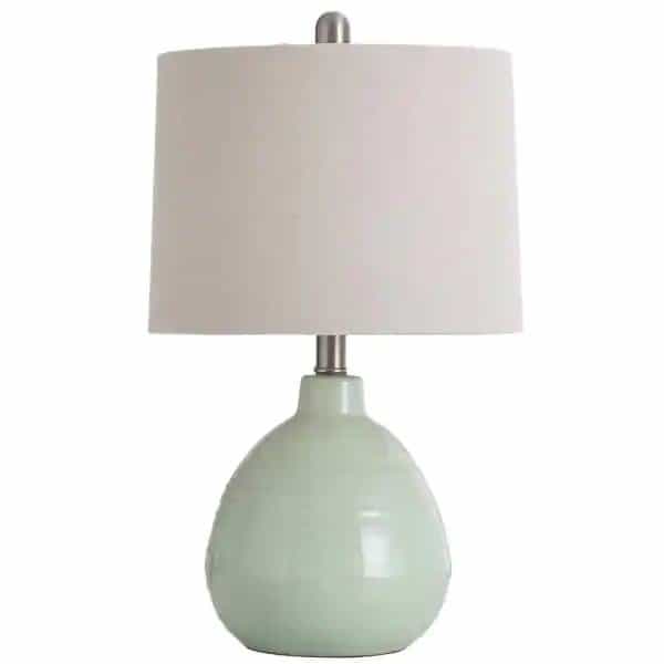 StyleCraft L22019EDS Cameron – Ceramic Table Lamp – Key Lime Green Finish – Beige Hardback Linen Sha
