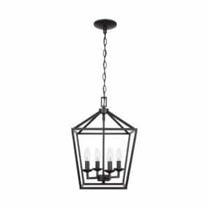Home Decorators Collection 46201 Weyburn 4- Light Bronze Caged Farmhouse Chandelier for Kitchen