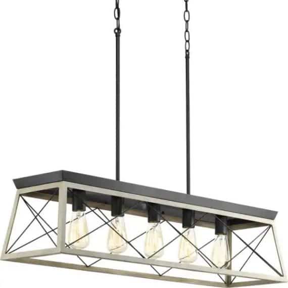 400048-143 5-Light Graphite Farmhouse Linear Island Chandelier Light