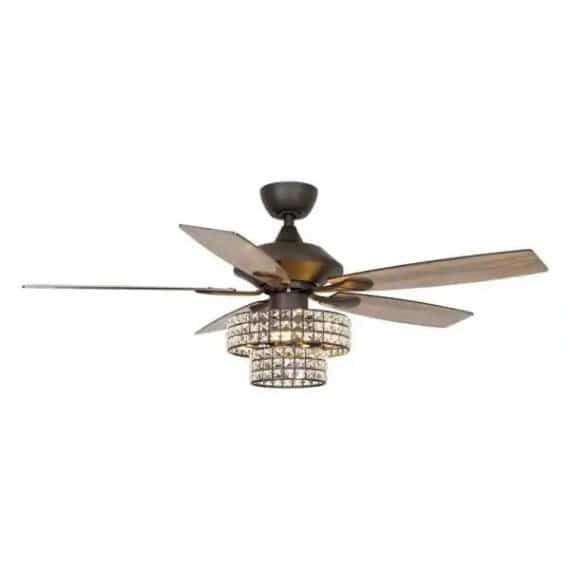 parrot-uncle-f6215bk110v-rafferty-52-in-modern-indoor-black-dual-crystal-ceiling-fan-with-remote-and-light-kit