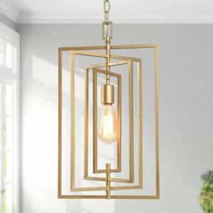 Uolfin 7B2EA2HD23607O6 Modern Gold Bedroom Pendant Light, Quinn 1-Light Geometric Industrial Dining Room Chandelier