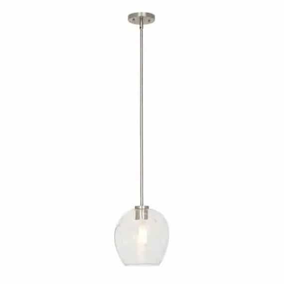 A-Street 22242-000 1-Light Brushed Nickel Mini Pendant with Glass Shade