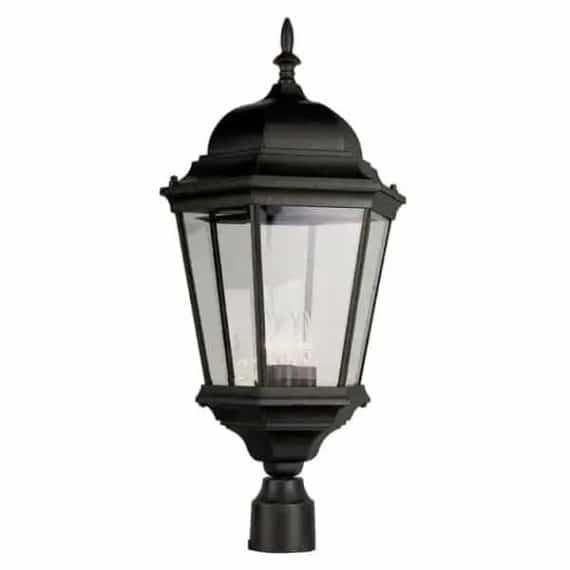 Bel Air Lighting 51001 BK Classical 3-Light Black Outdoor Lamp Post Light with Clear Glass