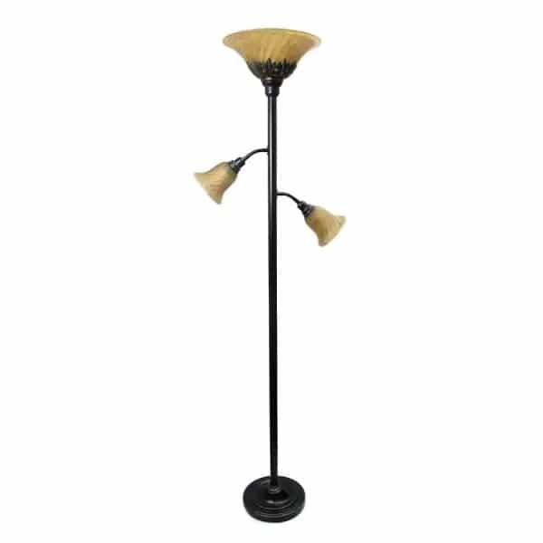 Elegant Designs LF2002-RBZ 71 in. 3 Light Restoration Bronze Floor Lamp with Scalloped Glass Shades