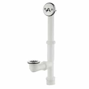 Everbilt SH-7100-P-01-05-1 Trip Lever 1-1/2 in. White Poly Pipe Bath Waste and Overflow Drain in Chrome