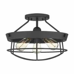 Hampton Bay DSHD19522SF Southbourne 15.5 in. 3-Light Matte Black Rustic Farmhouse Semi-Flush Mount