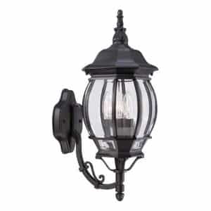 Hampton Bay HB7028-05 20.25 in. Black 3-Light Outdoor Wall Lamp with Clear Beveled Glass Shade