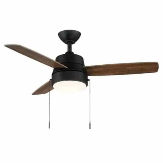 Hampton Bay SW19151P MBK Caprice 44 in. Integrated LED Indoor Matte Black Ceiling Fan with Light Kit