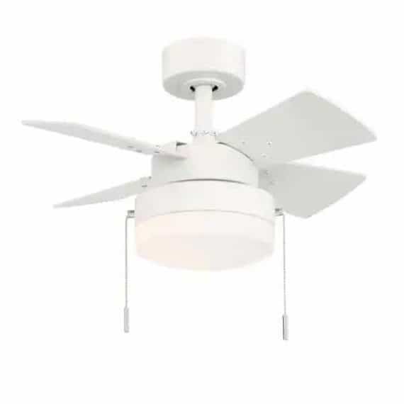 Hampton Bay YG922B-MWH Metarie II 24 in. Indoor Matte White Ceiling Fan with Light