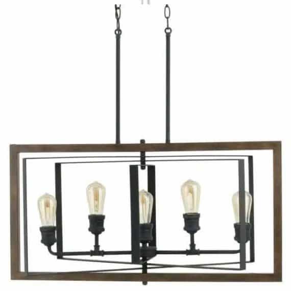Home Decorators Collection 7922HDC Palermo Grove 31.88 in. 5-Light Black Gilded Iron Linear Farmhouse Chandelier