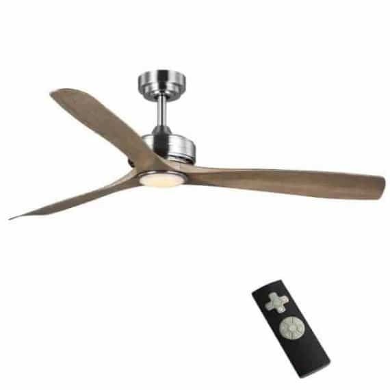 Home Decorators Collection 102L60BNLDW Bayshire 60 in. LED Indoor/Outdoor Brushed Nickel Ceiling Fan with Remote Control and White Color Changing Light Kit