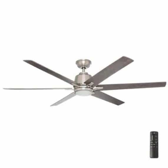 Home Decorators Collection YG493D-BN Kensgrove 64 in. Integrated LED Brushed Nickel Ceiling Fan with Light and Remote Control
