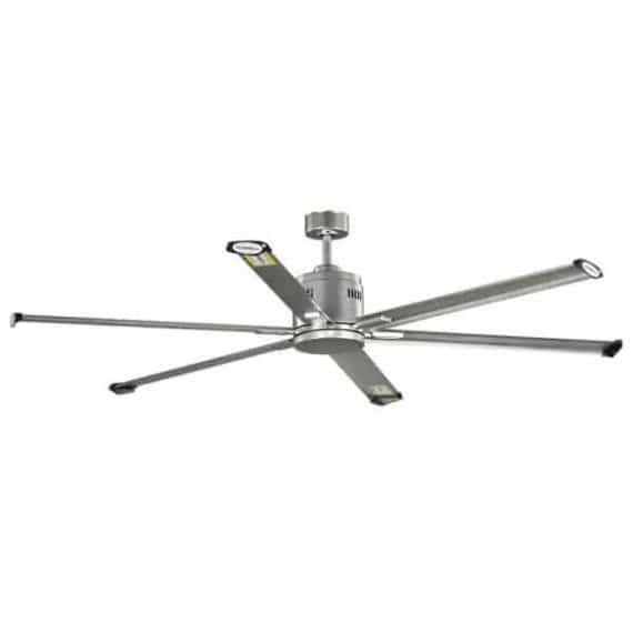 Hubbell Lighting P250017-152 Hubbell Industrial 72 in. Six-Blade Indoor/Outdoor Nickel Dual Mount Ceiling Fan with Wall Control