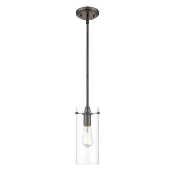 Light Society LS-C237-BZ-CL Montreal 1-Light Modern Bronze Pendant with Clear Glass Shade