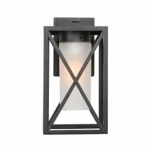 LNC A03500 1-Light Outdoor Black Wall Lantern Sconce Decorative Coach Light for Patio and Porch with Frosted Cylinder Glass