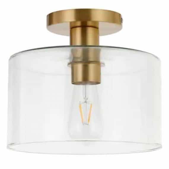 Meyer&Cross SF0806 Henri 10 in. Brass Semi-Flush Mount with Clear Glass Shade