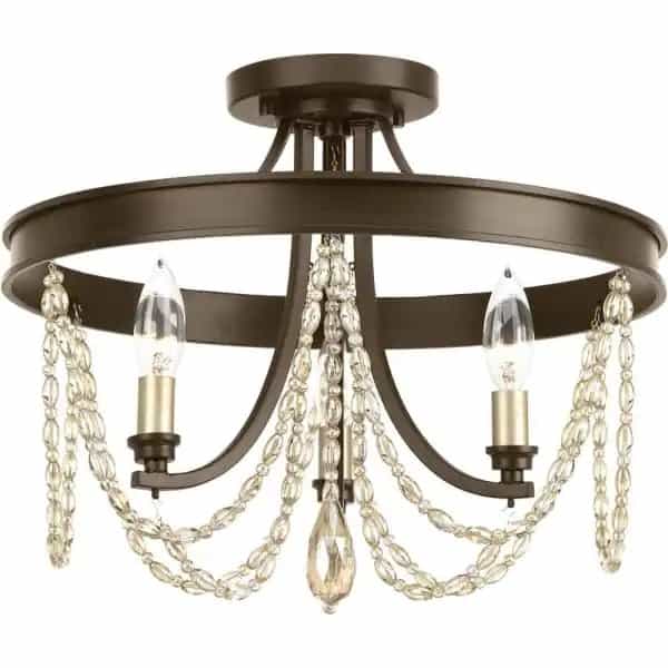 Progress Lighting P350030-020 Allaire Collection 3-Light Antique Bronze Semi-Flush Mount