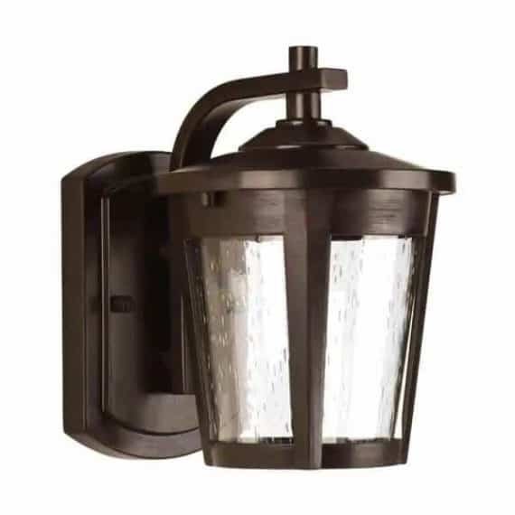 Progress Lighting P6077-2030K9 East Haven LED Collection 1-Light Antique Bronze Clear Seeded Glass Transitional Outdoor Small Wall Lantern Light