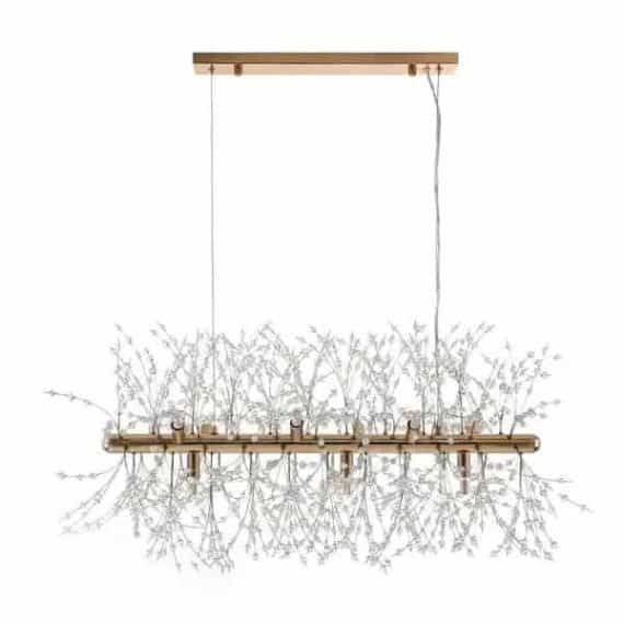RRTYO YL200603GD Euler 9-Light Gold Dandelion shape Unique Modern Linear Chandelier with Crystal Beaded Accents
