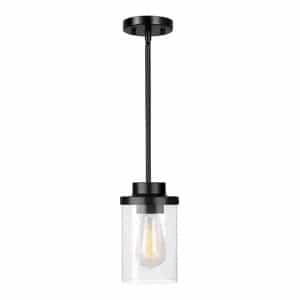 ZACHVO TEP03QORBX 1-Light Black Chandelier Pendant Light with Glass Shade