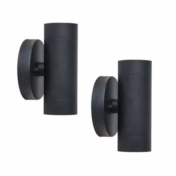 lutec-5510808012-2-light-black-led-outdoor-wall-sconce-lantern-with-up-down-light-2-pack