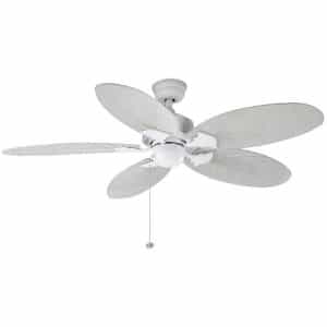 Hampton Bay 32718 Lillycrest 52 in. Indoor/Outdoor Matte White Ceiling Fan with Downrod and Reversible Motor; Light Kit Adaptable