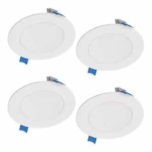 Halo HLBSL4069FS35-4PK HLBSL4 Series 4 in. 3000K-5000K Selectable CCT Integrated LED White Downlight Recessed Light with Round Trim (4-Pack)