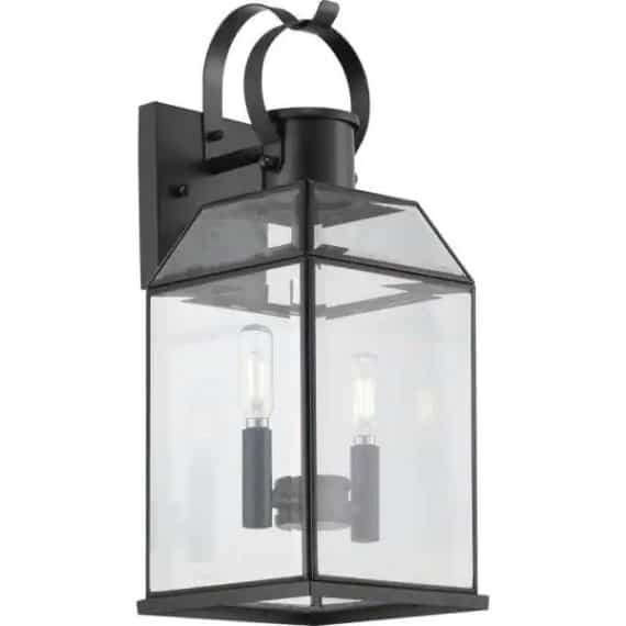 progress-lighting-p560142-031-canton-heights-18-in-2-light-matte-black-transitional-outdoor-wall-lantern-with-clear-beveled-glass